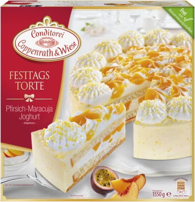Festtagstorte Pfirsich-Maracuja-Joghurt-Torte