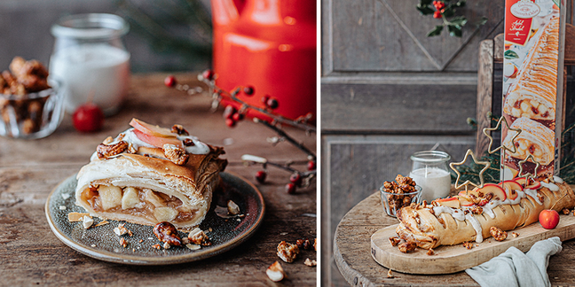 Veganer Apfelstrudel mit Vanillesoße zum Advent