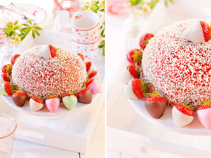 Erdbeertorte mit schokierten Erdbeeren