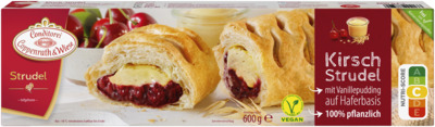 Leckerer Kirsch-Strudel mit Vanillepudding auf Haferbasis