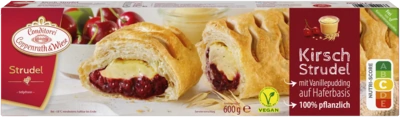 Leckerer Kirsch-Strudel mit Vanillepudding auf Haferbasis